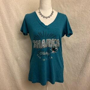 San Jose Sharks Womens Teal NHL T Shirt Size Large Hockey Fan Streetwear